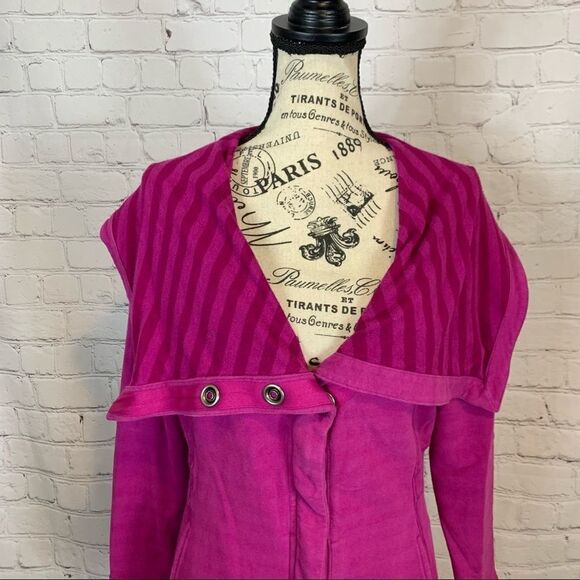 LUCY Fuschia Hatha Athleisure Jacket Shawl Neck  small Casual Long Sleeve - Picture 2 of 14